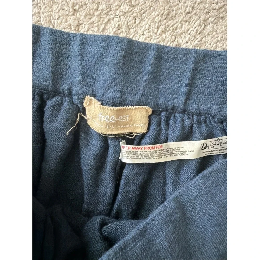 Free-est FREE PEOPLE Cotton Linen Shorts Women L Navy Lounge Beach Casual Summer